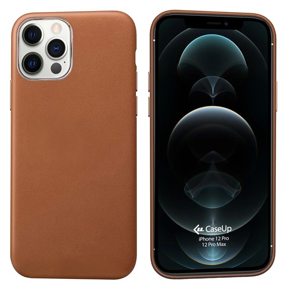 Apple iPhone 12 Pro Max CaseUp Leather Woven Kılıf Kahverengi 1